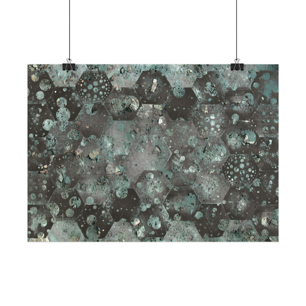 Abstract Hexagon Aqua Poster