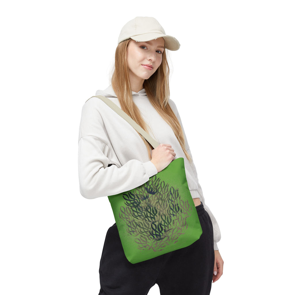Green Abstract Coral Tote Bag – Ocean-Inspired All-Over Print Tote
