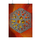 Hexagon Metal Pattern on Orange Petal Poster