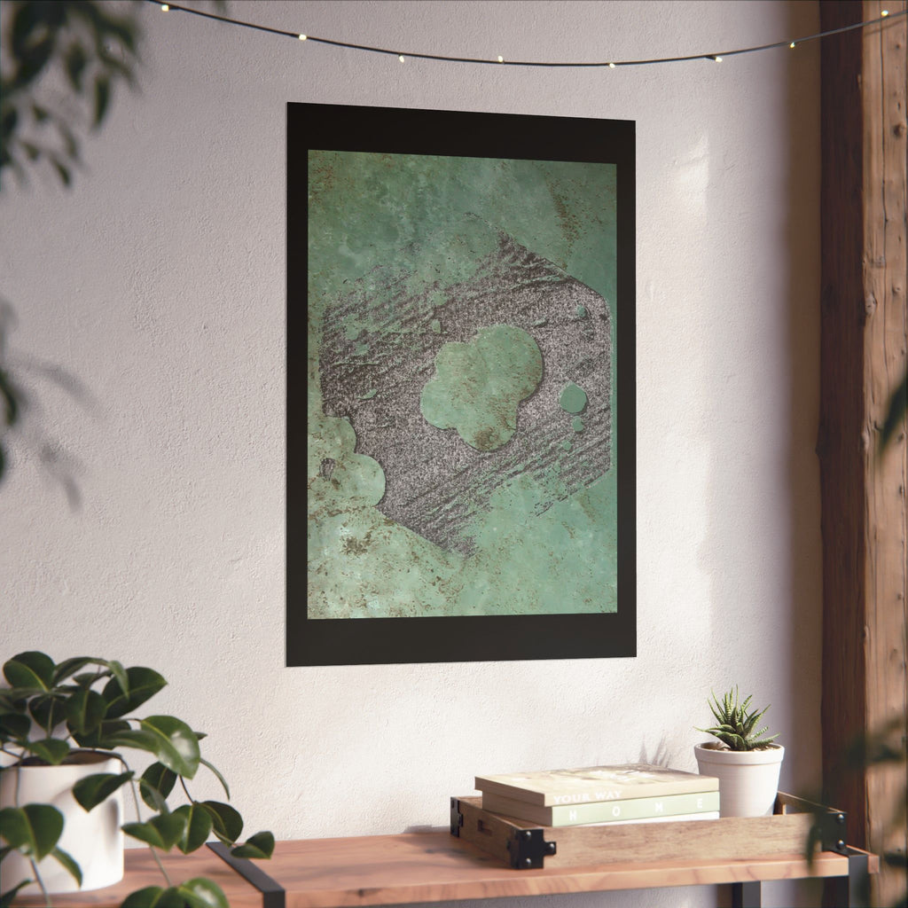 Patina Abstract Texture Matte Vertical Poster | Green Rust Industrial Wall Art