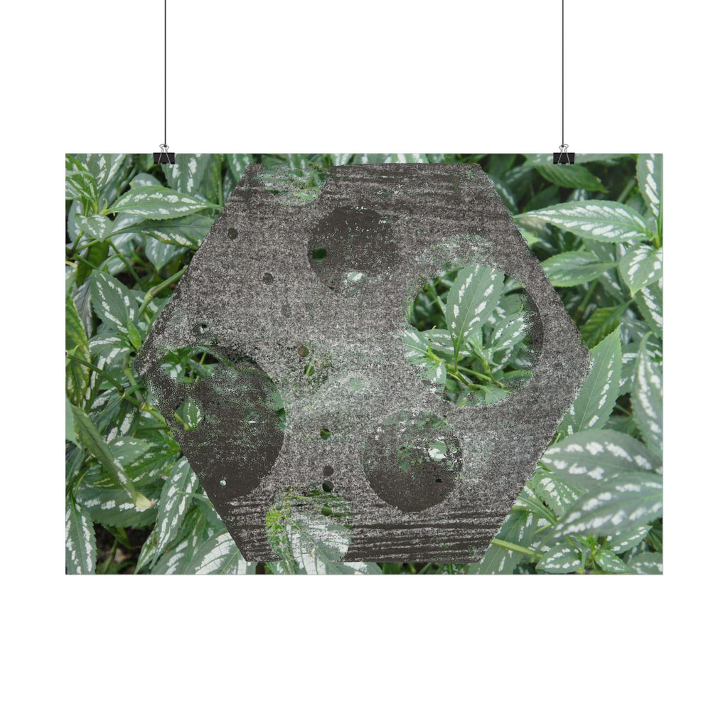Botanical Hexagon Print Poster — Green Leaf Horizontal Wall Art