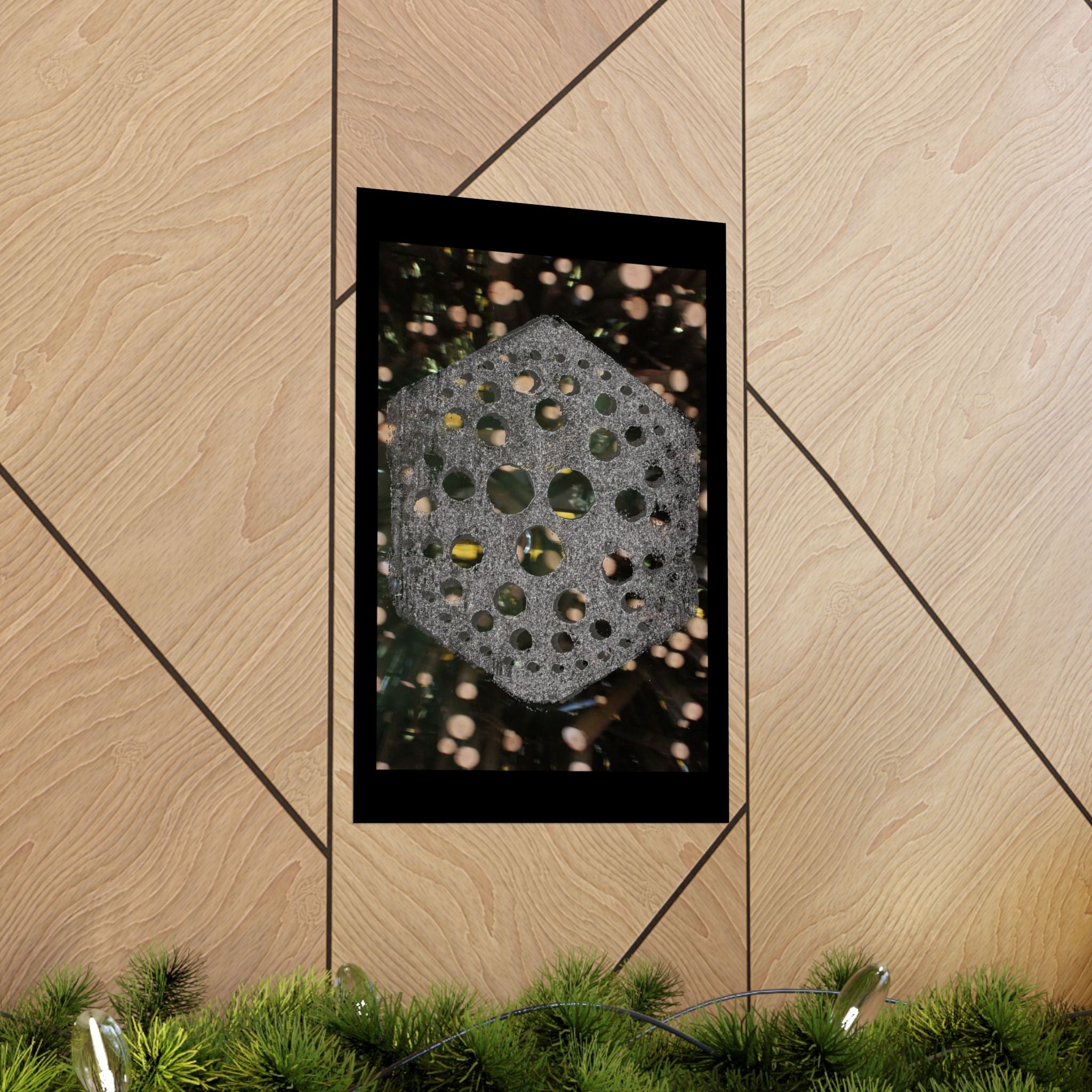 Hexagonal Orb Abstract Matte Vertical Poster | Geometric Space Art