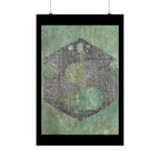 Abstract Geometric Hexagon Art Matte Vertical Poster | Green Textured Circles