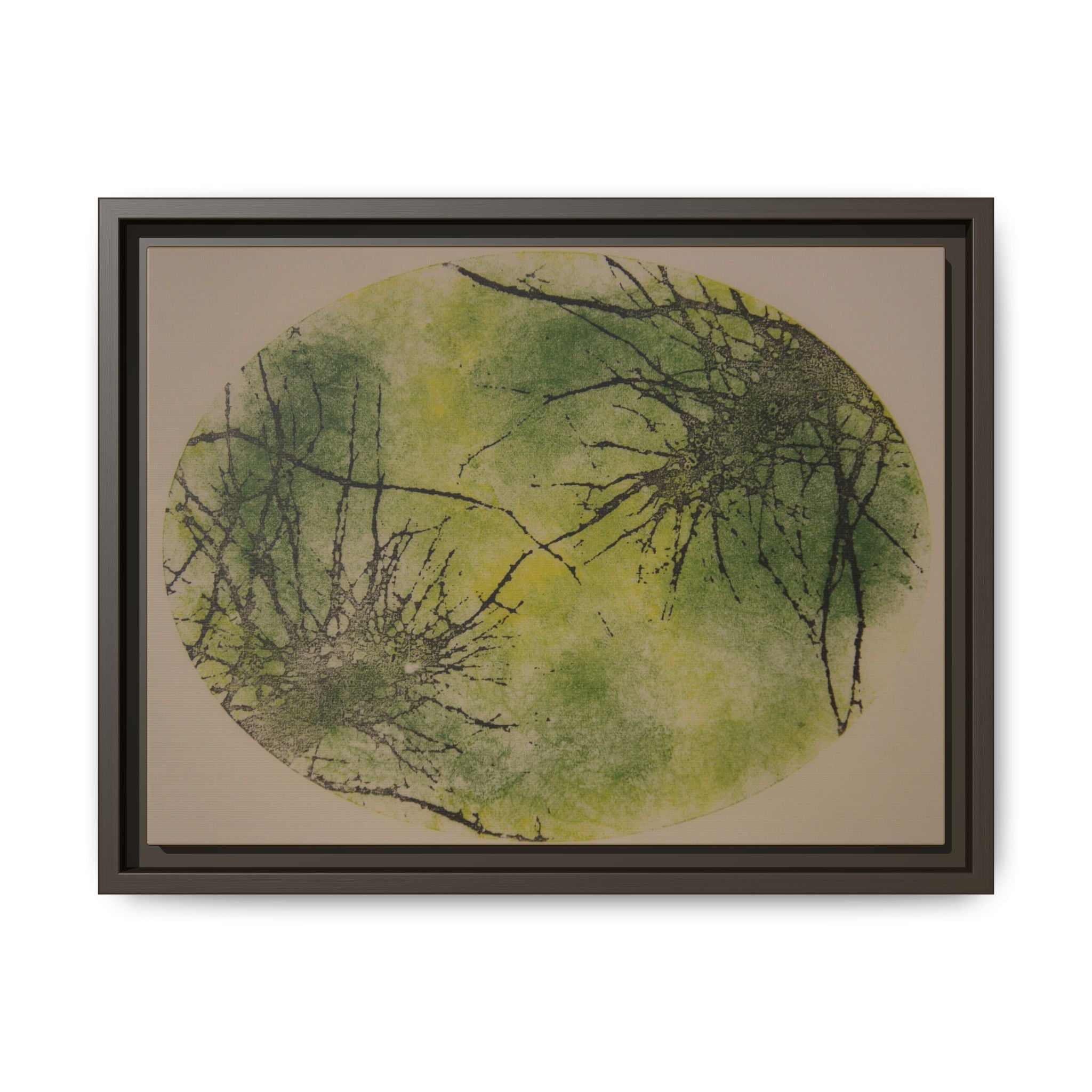 Framed Matte Canvas Art, no 48 — Twin Tree Wood-Carving Reproduction (Bistre, Camouflage Brown & Donkey Brown)