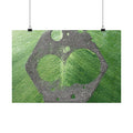 Groene abstracte cirkelkunst, matte horizontale poster | Moderne geometrische wanddecoratie 