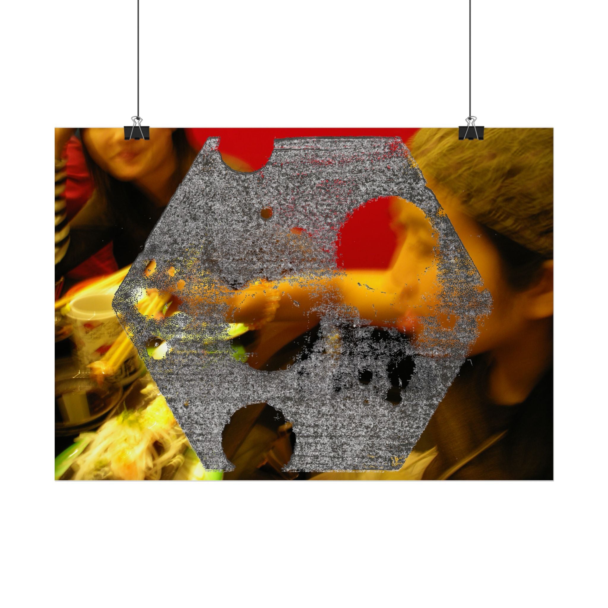 Abstracte Hex Overlay Poster — Moderne Kunst Muurprint 