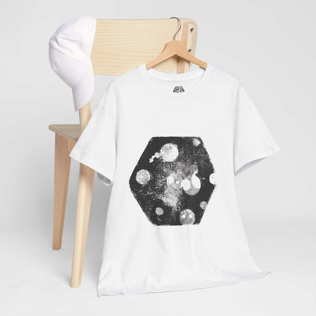 Hex Moon Graphic Tee — Distressed Space Cheese Vintage Astronomy T-Shirt