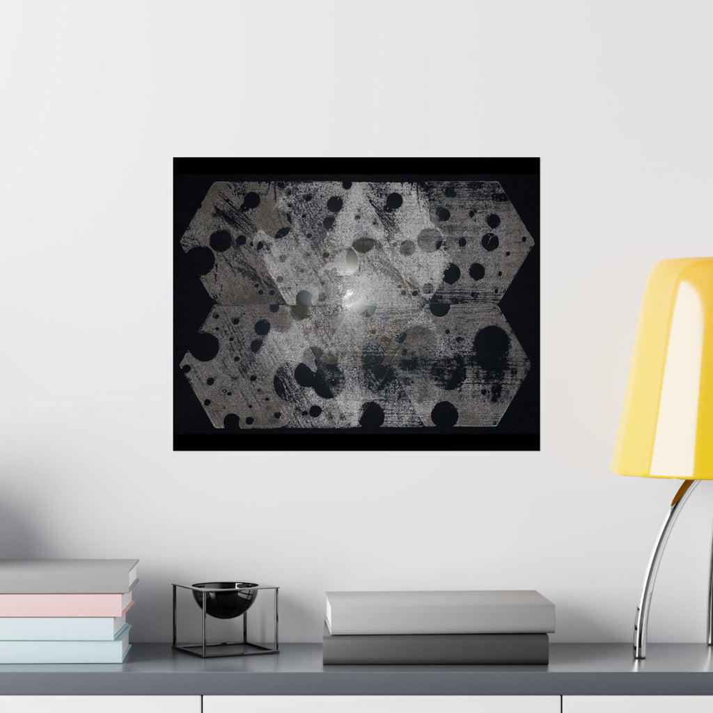 Abstract Hexagon Dots Matte Poster — Monochrome Industrial Wall Art