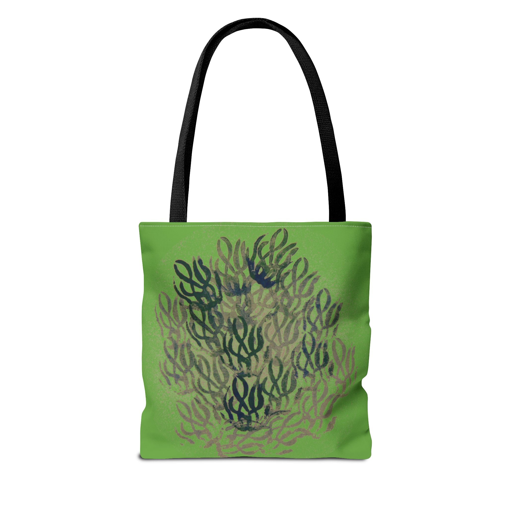 Green Abstract Coral Tote Bag – Ocean-Inspired All-Over Print Tote