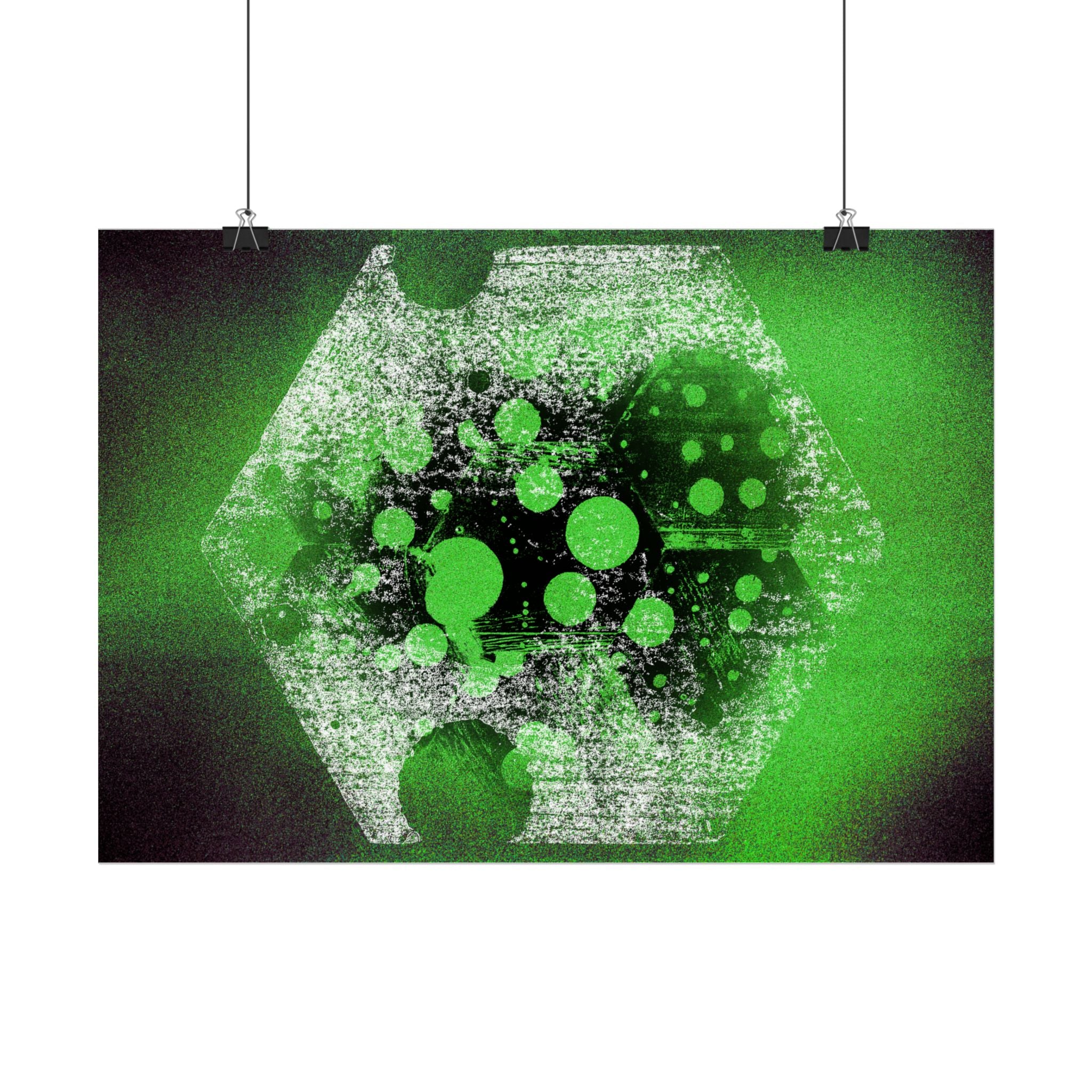 Abstract Neon Green Geometric Poster — Horizontal Art Print