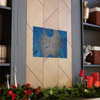 Abstract Blue Texture with Metallic Geometric Shape Poster