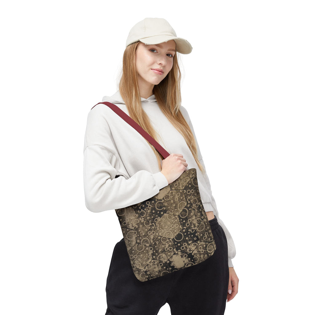 Vintage Hexagon Pattern Tote Bag – Sepia Geometric All-Over Print
