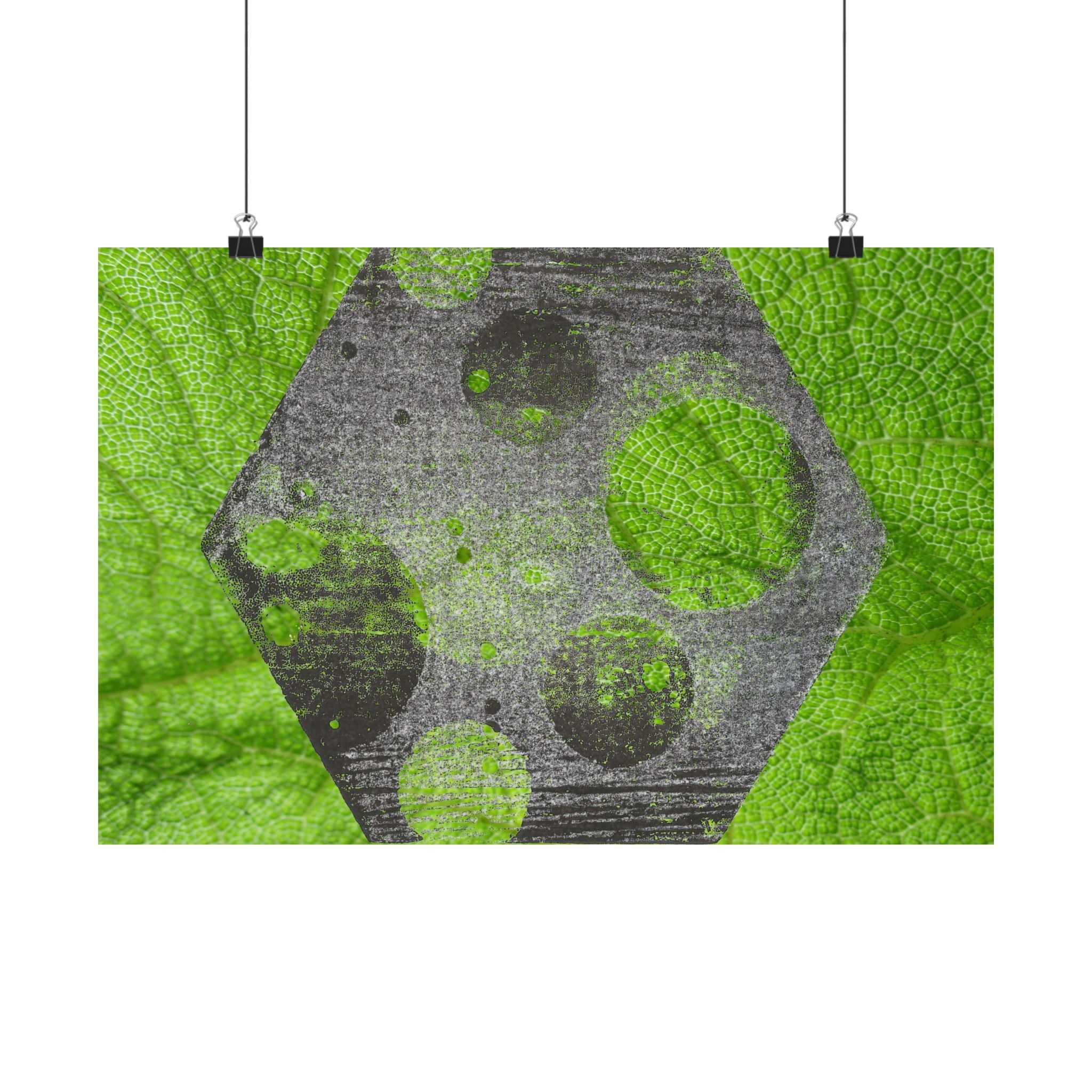 Abstract Green Hexagon Matte Poster — Modern Geometric Wall Art
