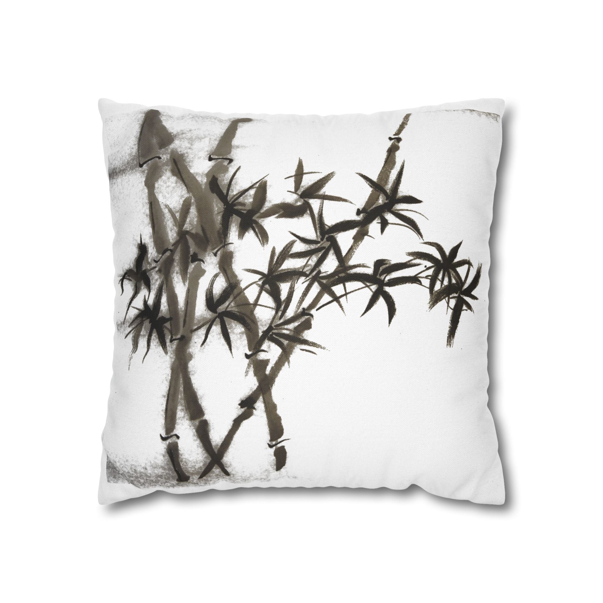 Bamboo Ink Sumi-E Decorative Pillowcase