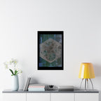 Abstract Hexagon Moon Matte Poster — Moody Blue-Green Wall Art