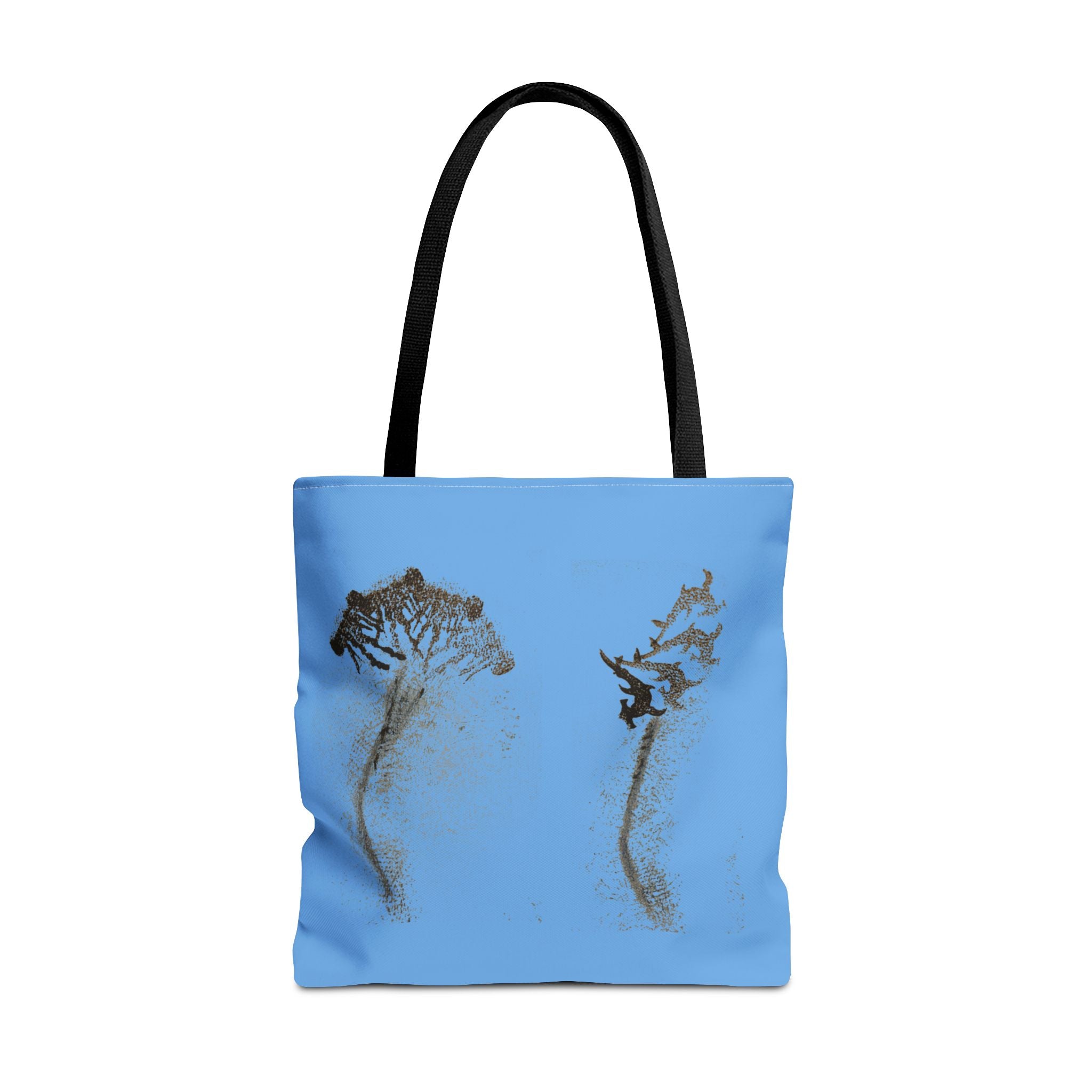 Blue Sea Life Tote Bag — Sand Art Seahorse & Coral All-Over Print