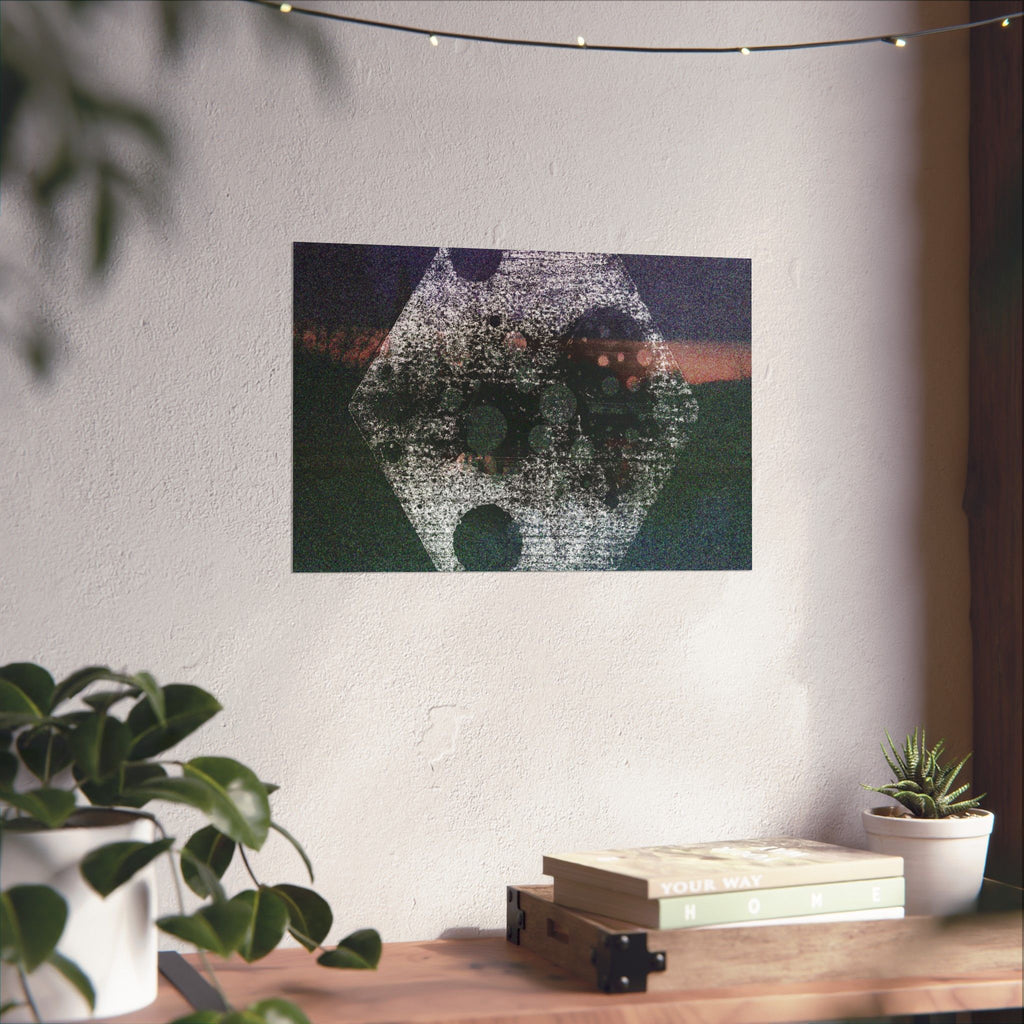 Abstract Hexagon Matte Poster — Grainy Nightscape Wall Art
