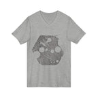 Hex Moon Graphic Tee Design Hex10 — Distressed Space Cheese Vintage Astronomy V-Neck T-Shirt