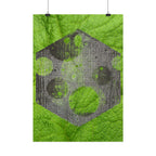 Geometric Moon Hex Poster — Grunge Green Vertical Art Print