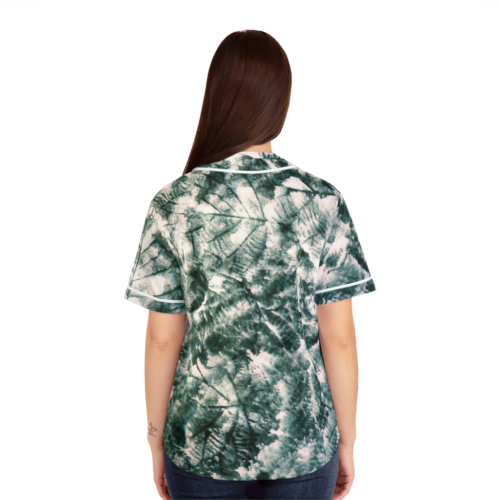 Tie-Dye Fern Baseball Jersey — Women's Relaxed AOP Button-Up