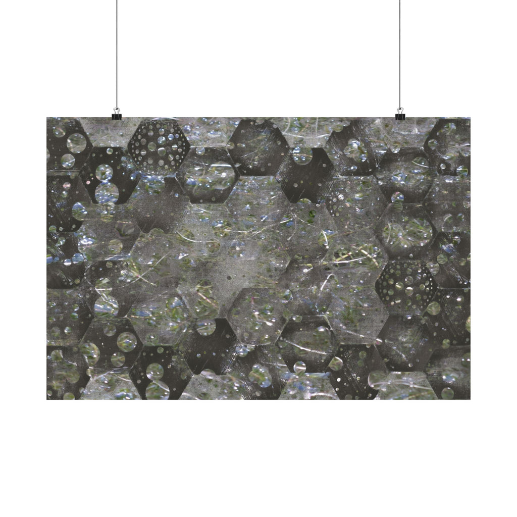 Abstracte zeshoekige poster met bubbelstructuur en matte afwerking — Geometrische wanddecoratie 