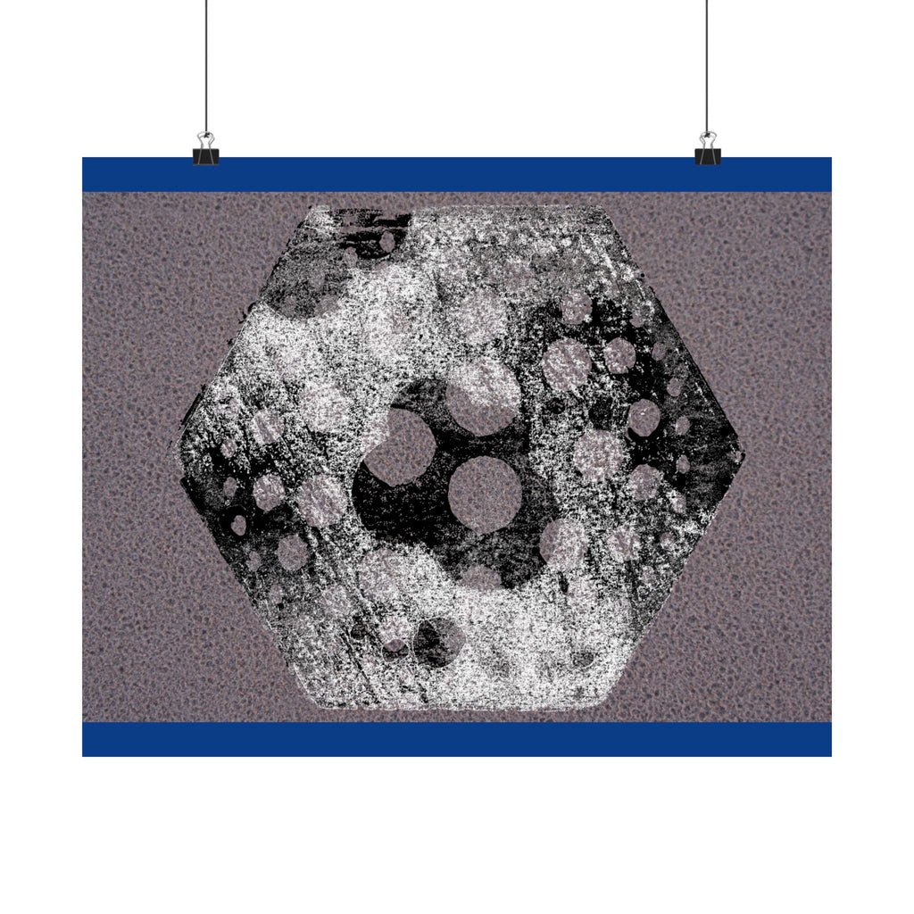 Abstract Hexagon Art Poster — Textured Geometric Matte Horizontal Print