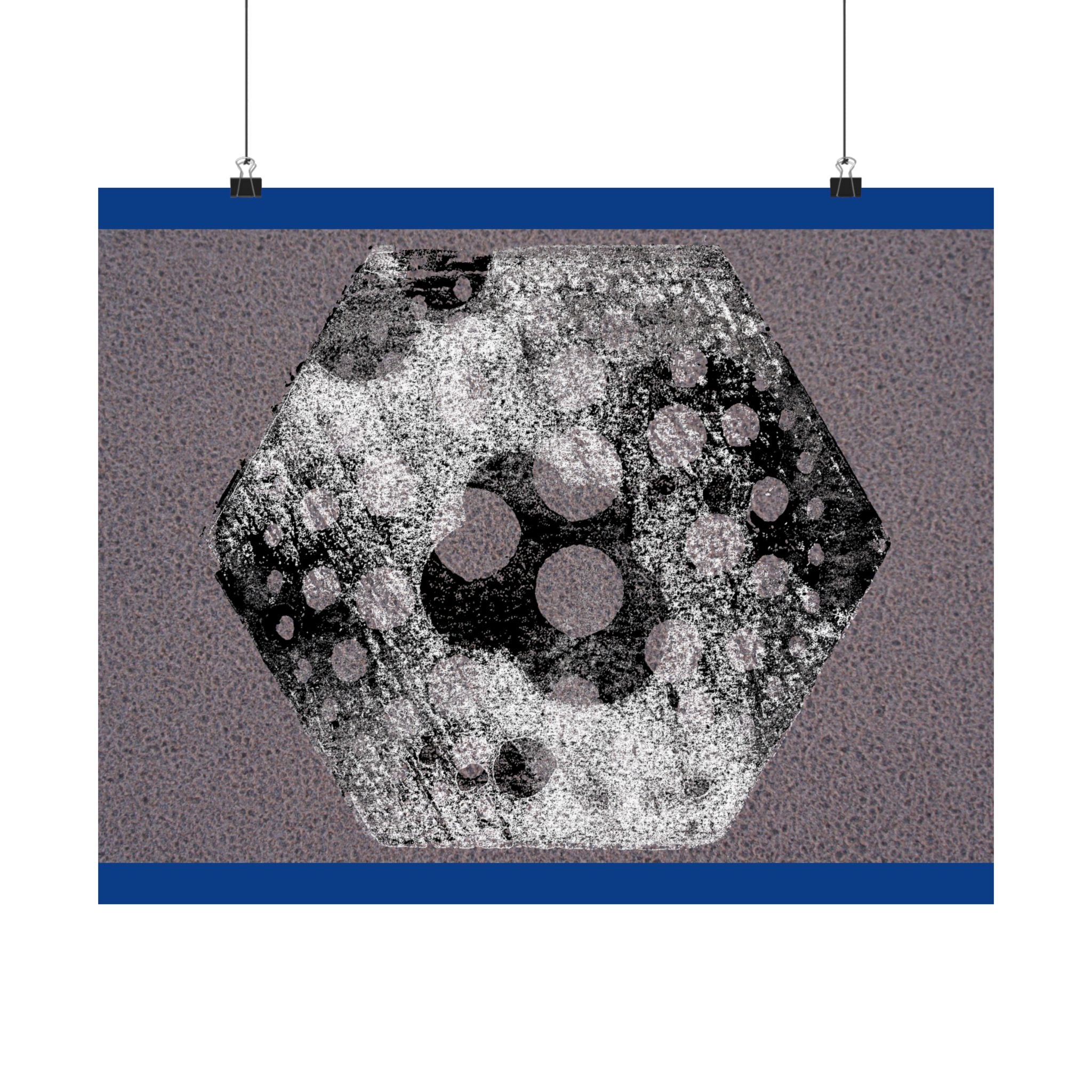 Abstract Hexagon Art Poster — Textured Geometric Matte Horizontal Print