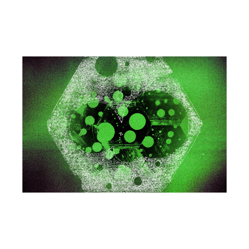 Abstract Green Hexagon Matte Poster — Sci‑Fi Geometric Wall Art