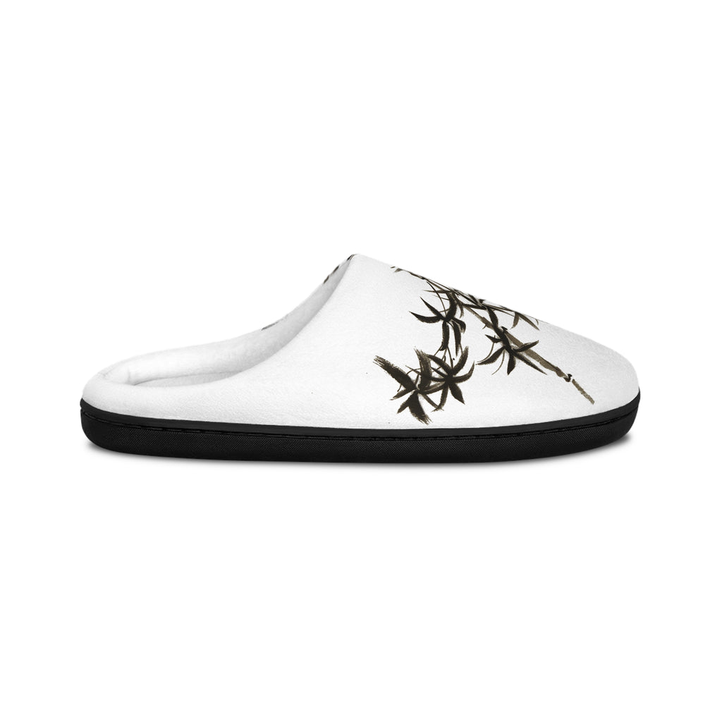 Bamboo Ink Men’s Indoor Slippers — Japanese Brushstroke Cozy House Shoes