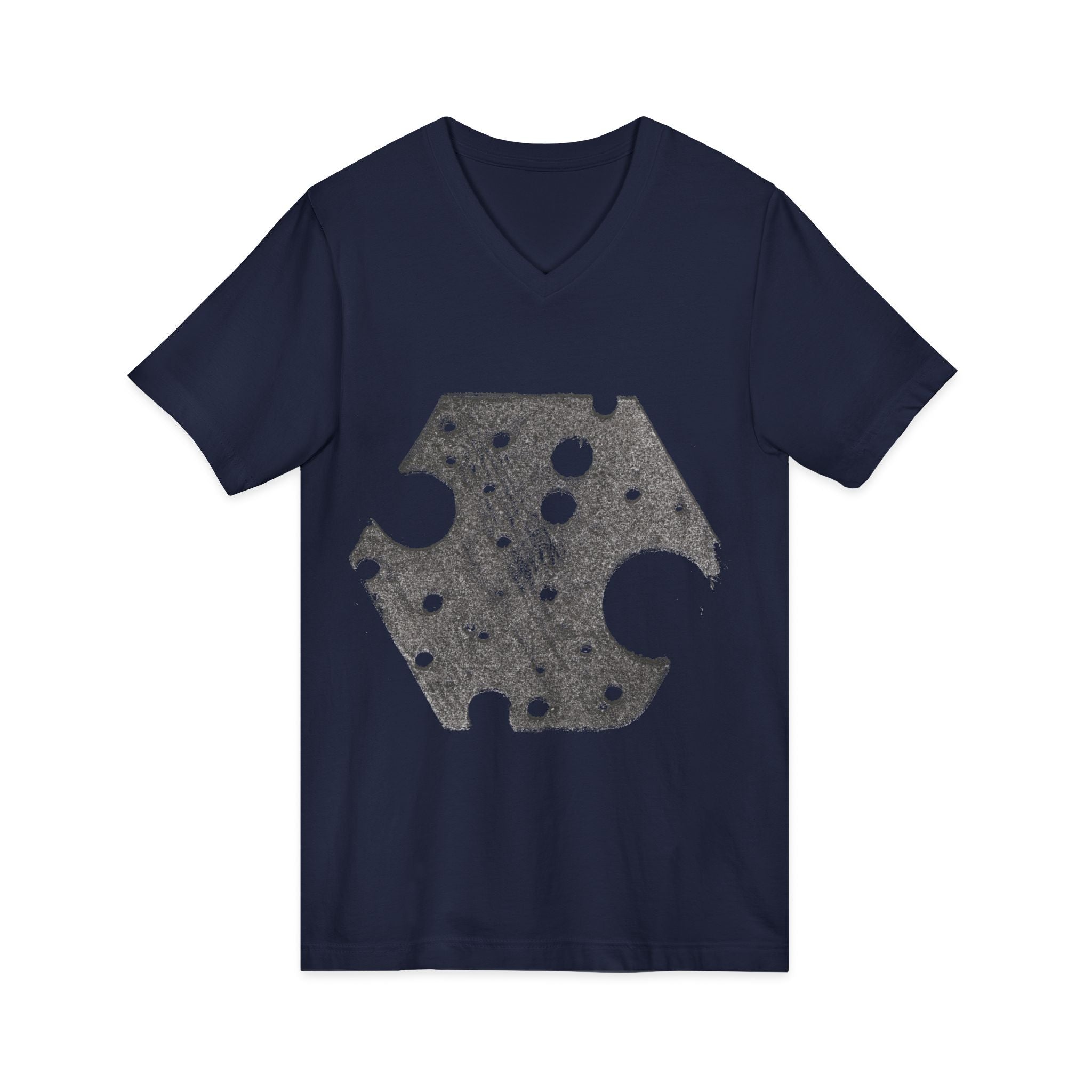 Hex Moon Graphic Tee Design Hex09 — T-shirt met V-hals en vintage astronomisch design, geïnspireerd op Space Cheese