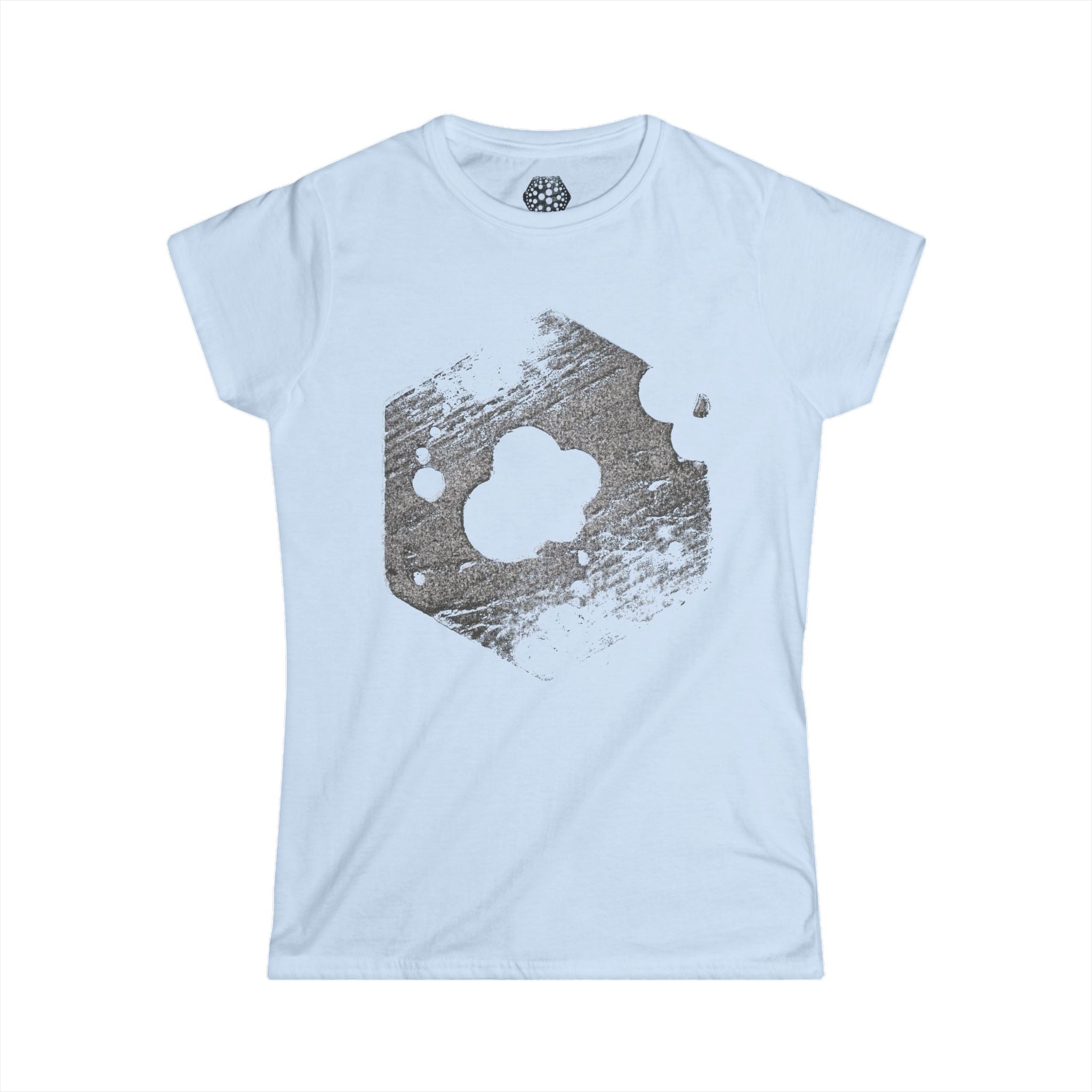 Dames T-shirt — T-shirt met verweerde zeshoekige maanprint 