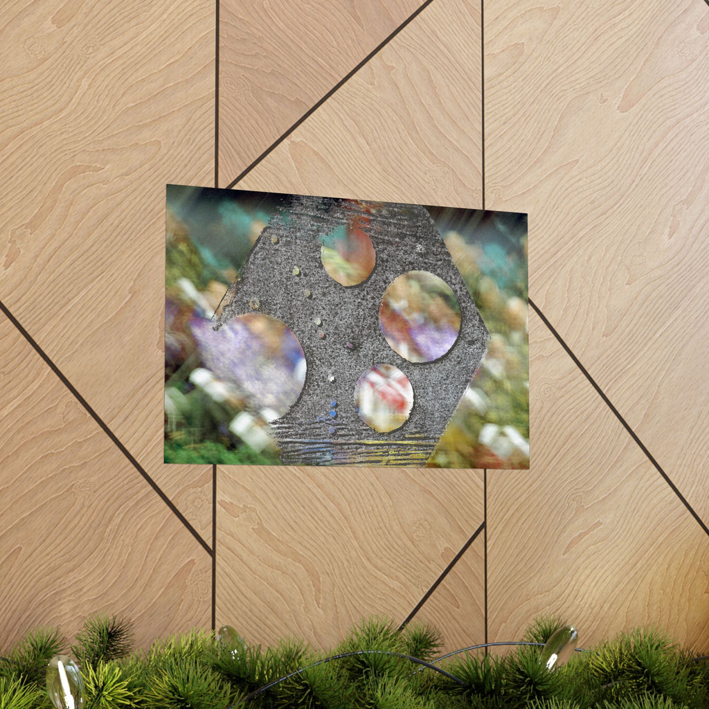 Abstract Geometric Hole Pattern Matte Horizontal Poster | Modern Texture Wall Art