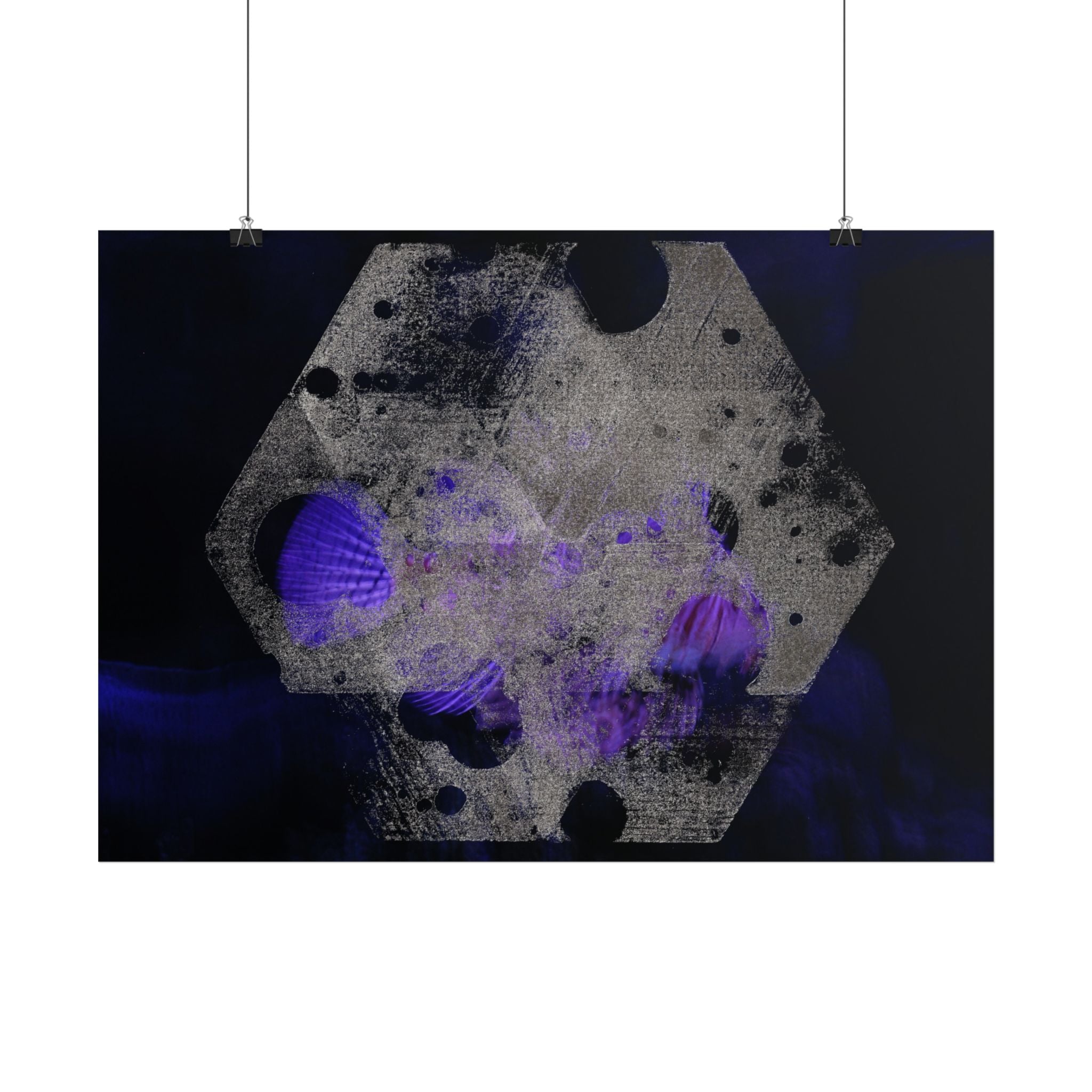 Abstract Hexagon Purple Smoke Poster