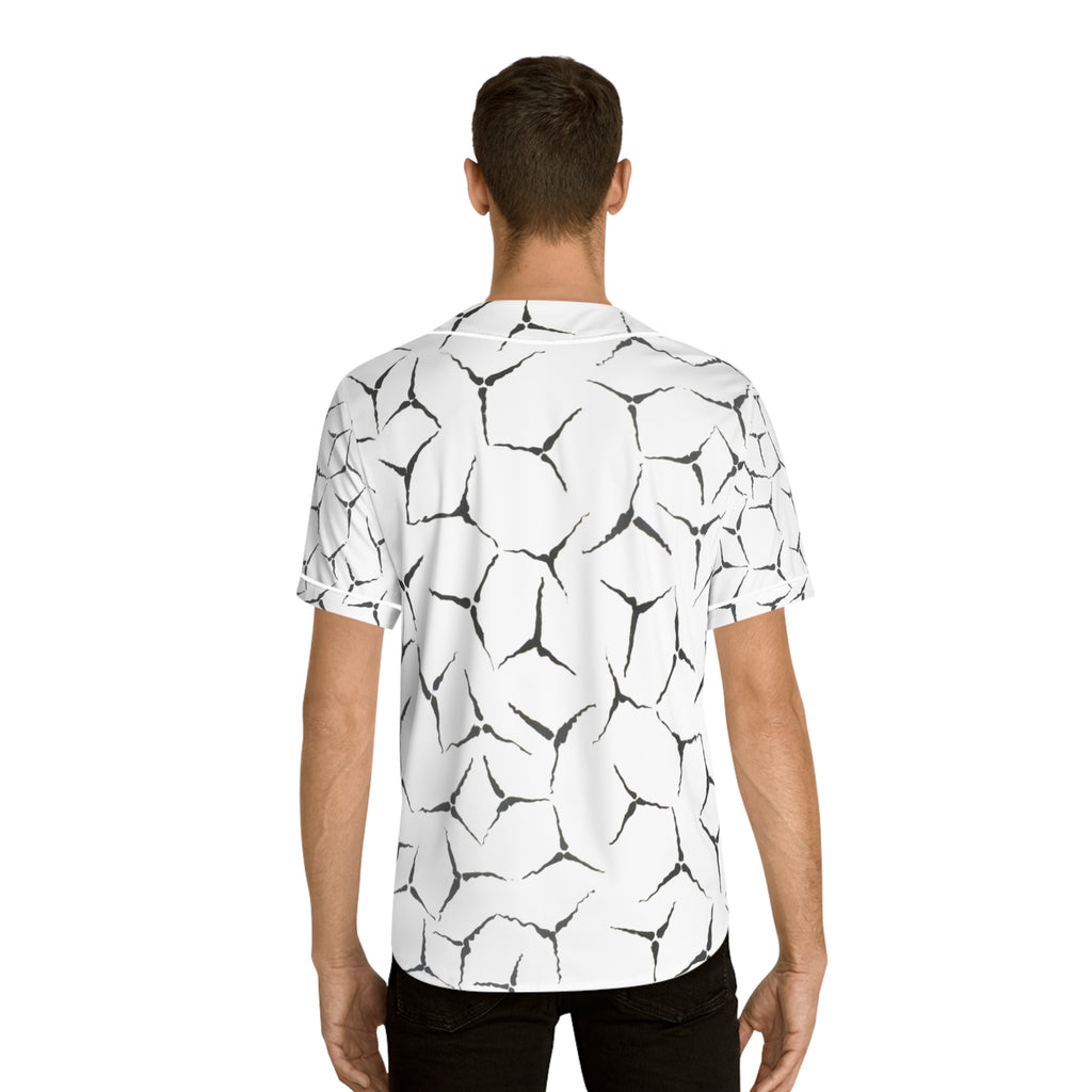Abstract Black & White Cracked Pattern Baseball Jersey