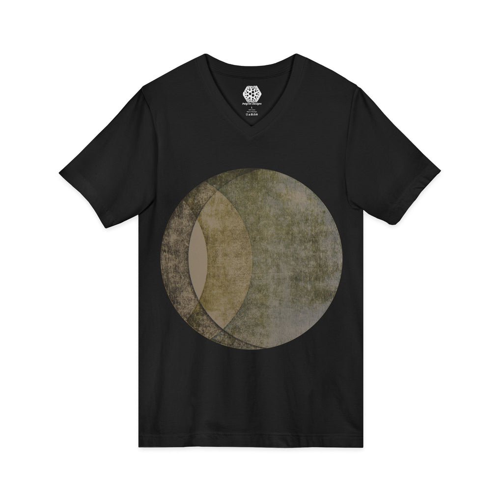 Lunar Phases V-Neck Tee — Minimal Moon Eclipse Graphic Shirt