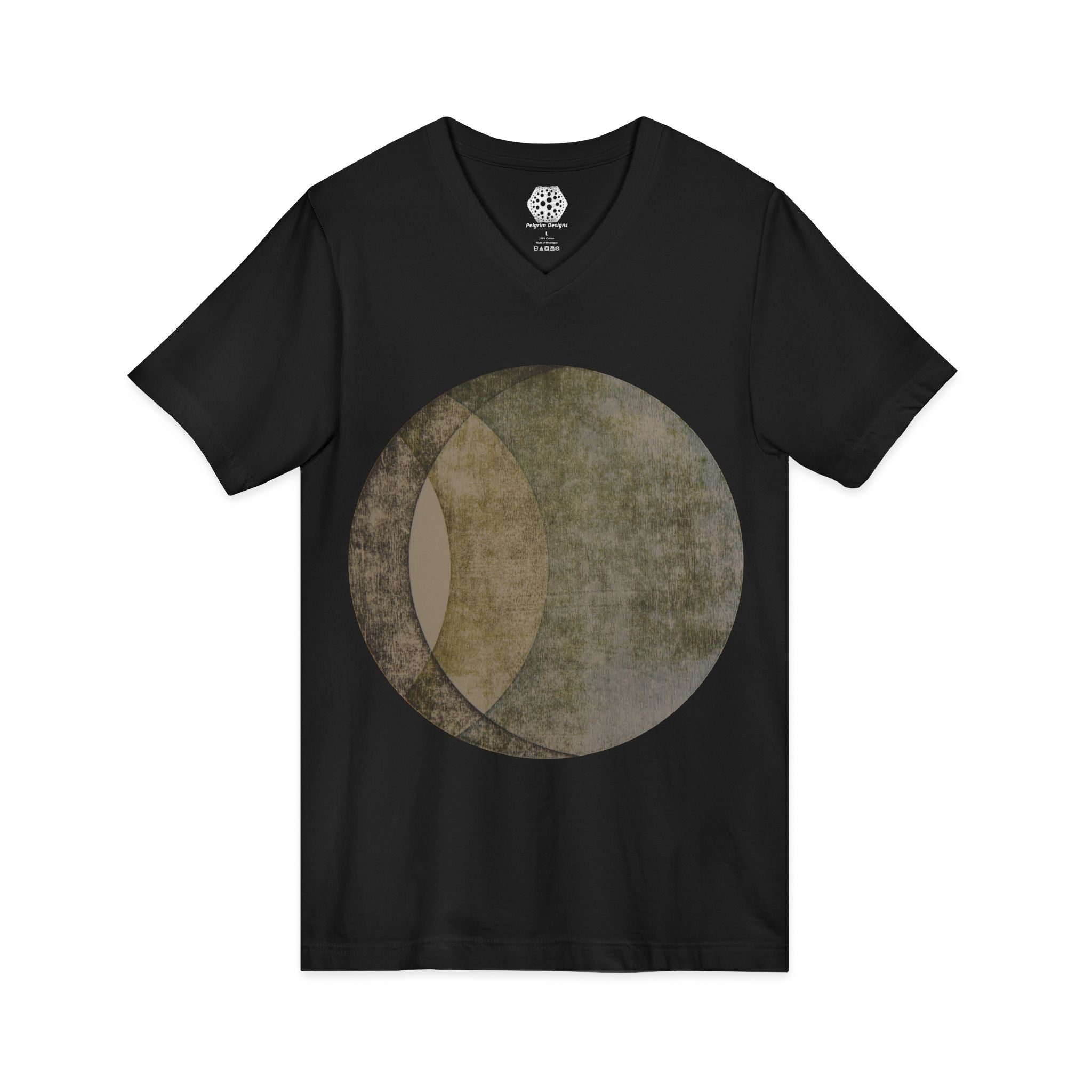 Lunar Phases V-Neck Tee — Minimal Moon Eclipse Graphic Shirt