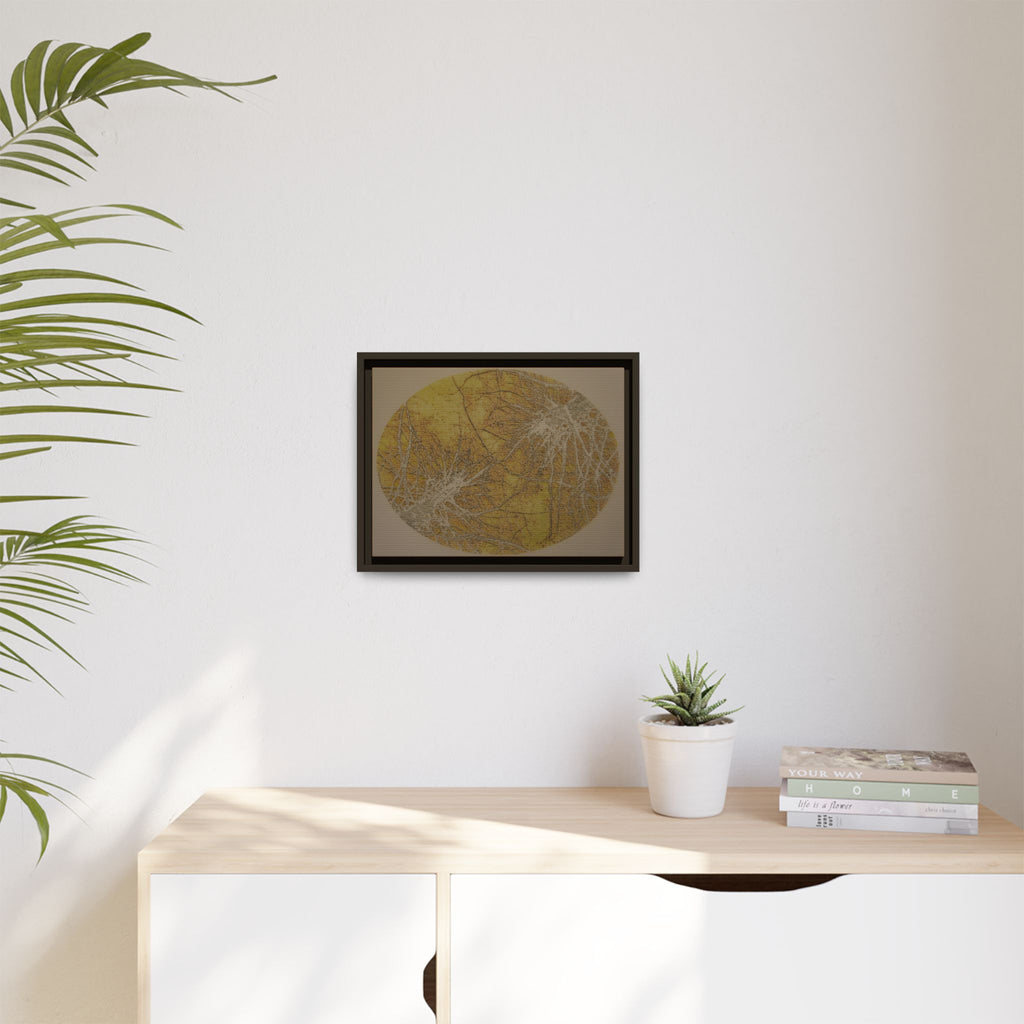Framed Matte Canvas Art - Abstract Golden Circle Botanical Print - no 44