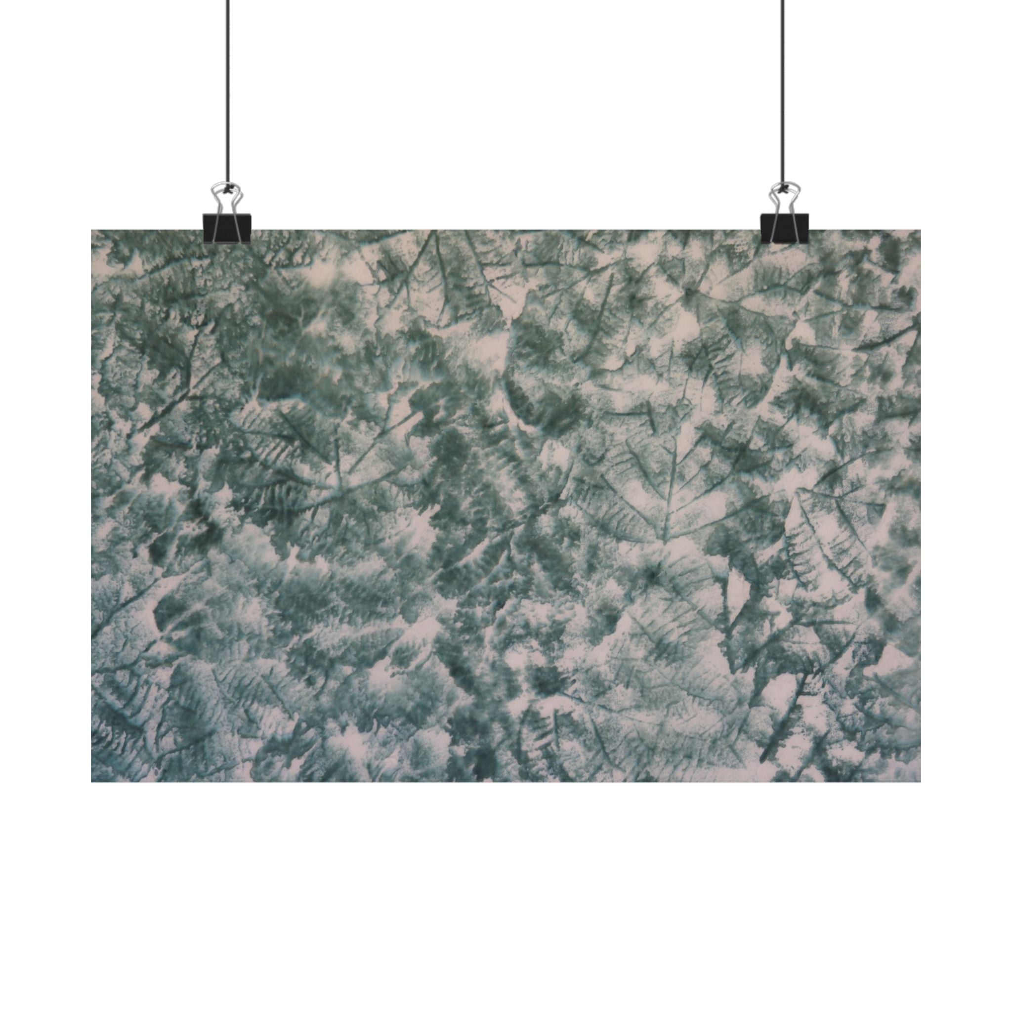 Poster met botanische textuur en matte afwerking — Horizontaal wanddecoratie met groen bladpatroon 