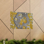 Abstracte poster met korstmosstructuur en matte afwerking — Geel &amp; Grijs Botanische Muurdecoratie 
