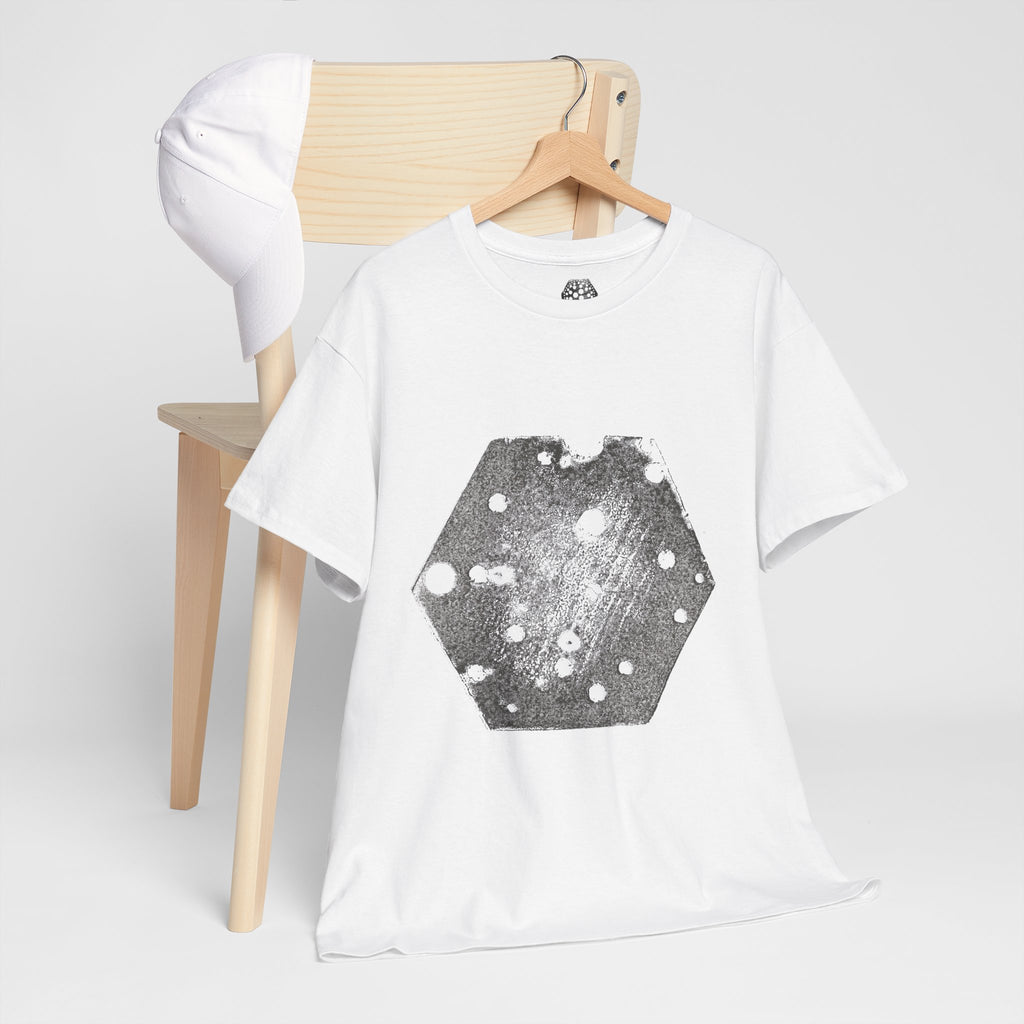 Hexagon Circles Graphic Tee — Digital Manual Print Art