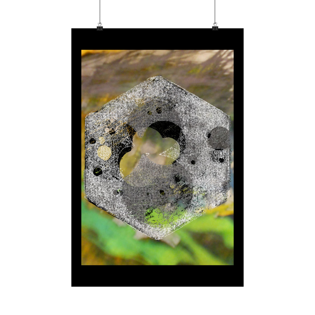 Abstract Hexagon Stone Matte Poster — Botanical Texture Wall Art