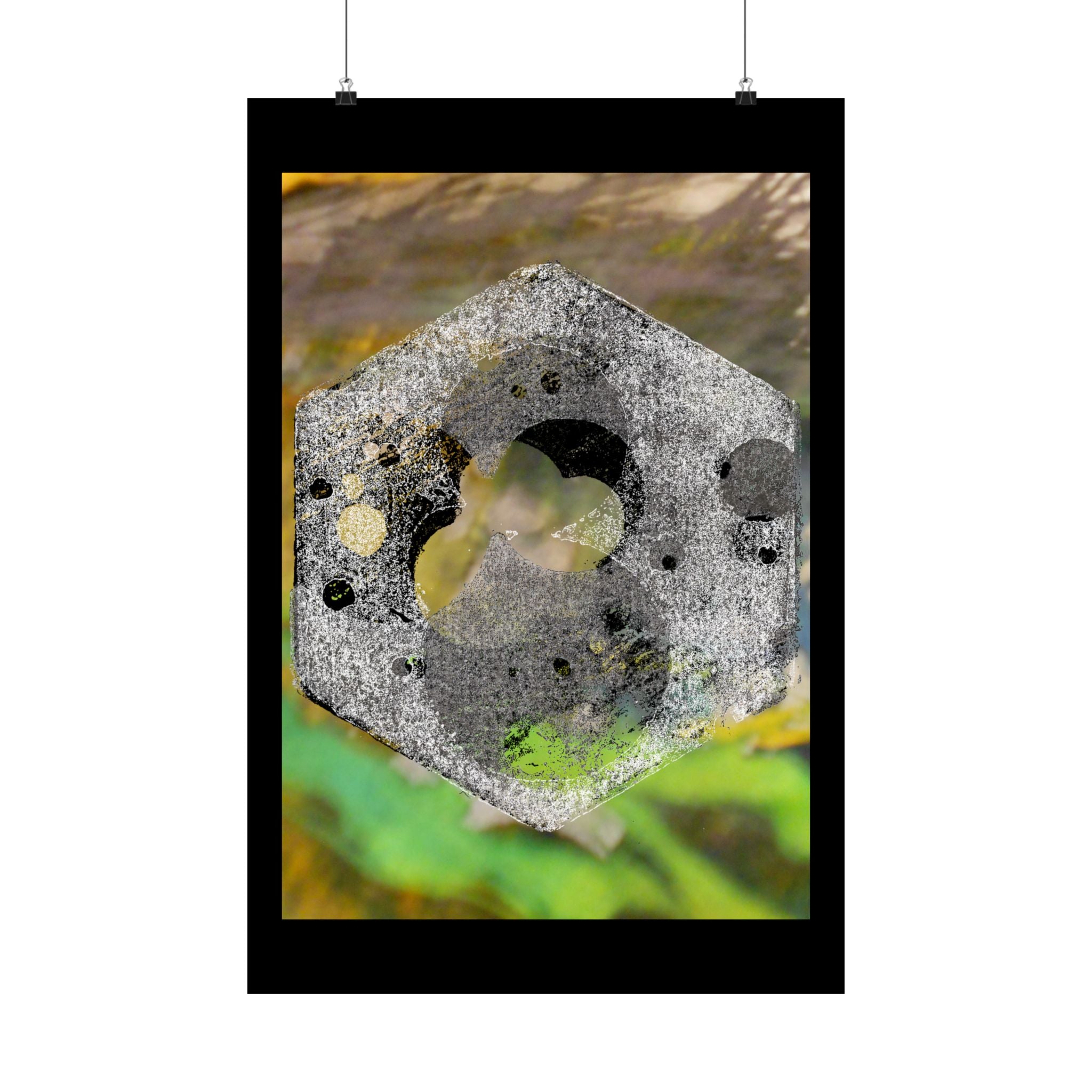 Abstract Hexagon Stone Matte Poster — Botanical Texture Wall Art