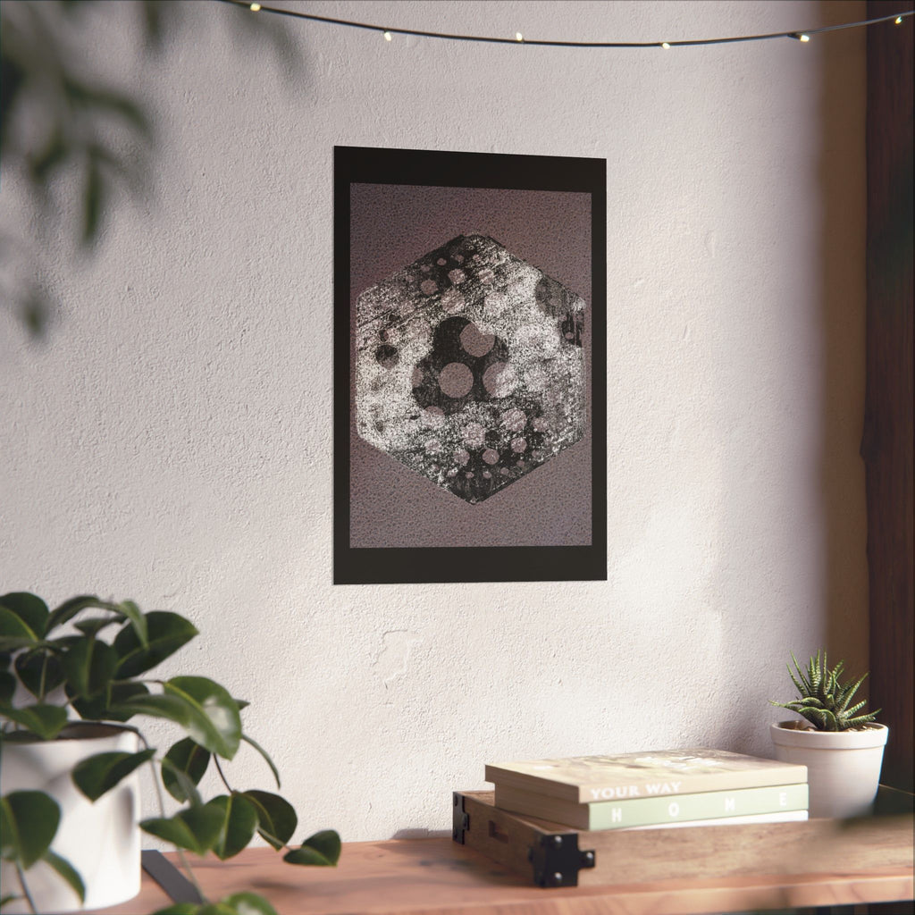 Abstract Hexagon Art Poster — Textured Grunge Matte Vertical Print