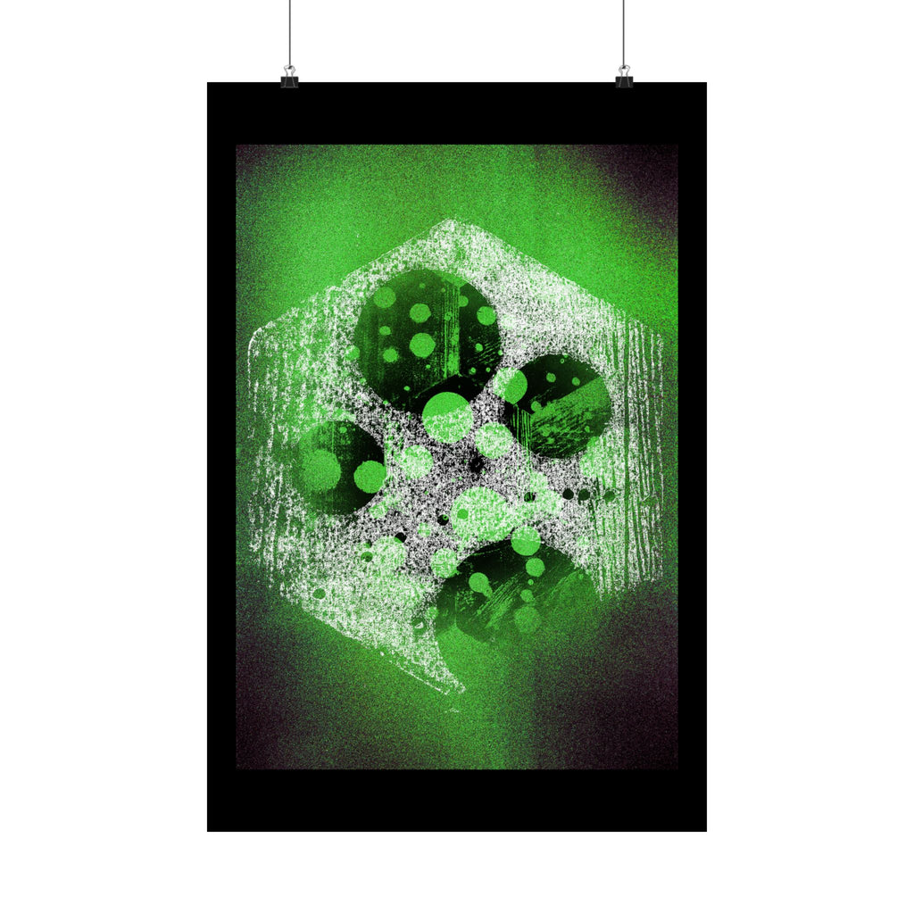 Abstract Green Hexagon Art Poster — Matte Vertical Wall Print