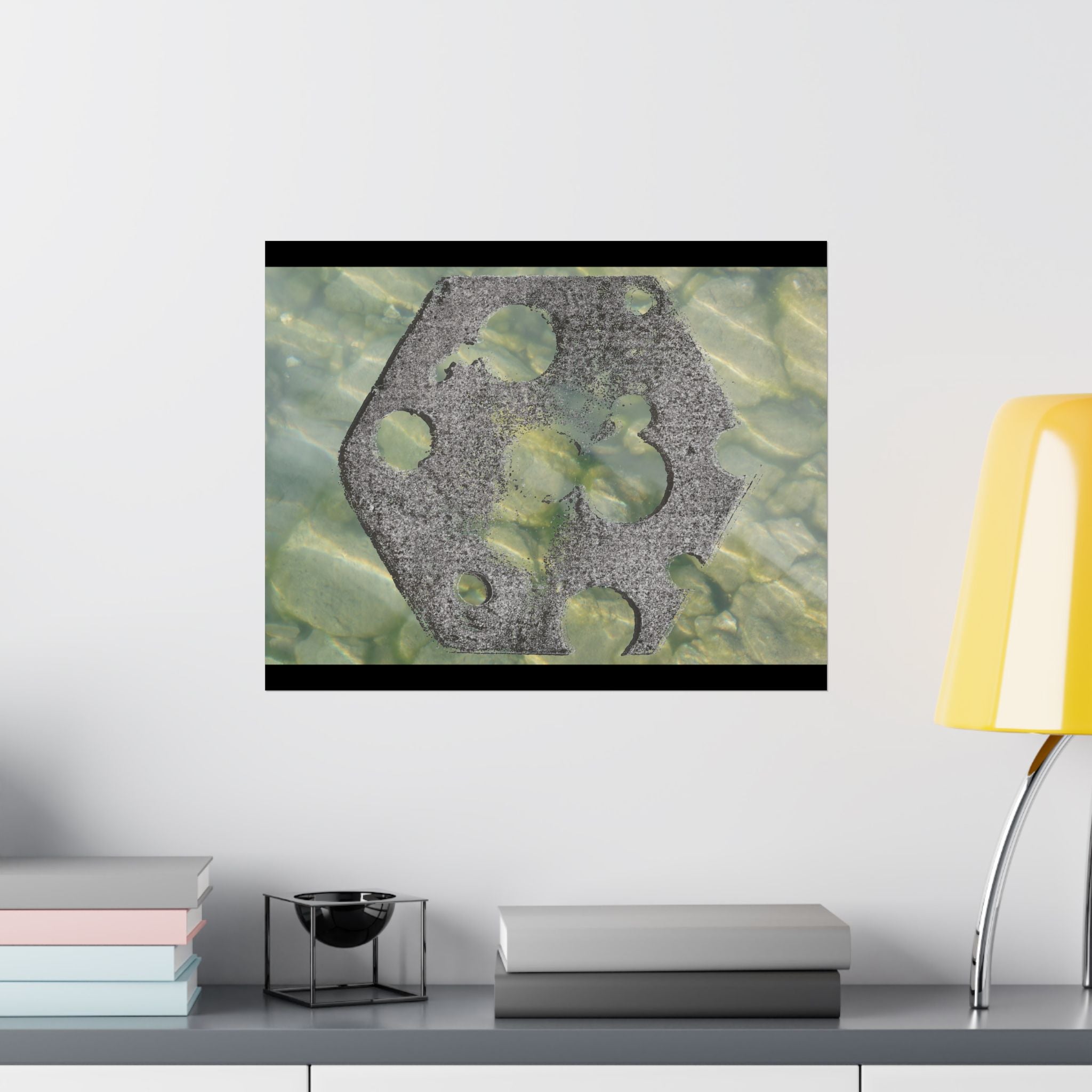 Abstract Seagrass & Stone Matte Horizontal Poster — Coastal Texture Wall Art
