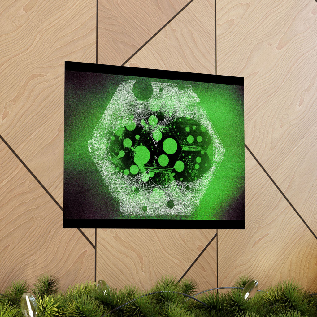 Abstract Green Hexagon Matte Poster — Sci‑Fi Geometric Wall Art