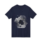 Hex Moon Graphic Tee Design Hex29 — Distressed Space Cheese Vintage Astronomy V-Neck T-Shirt
