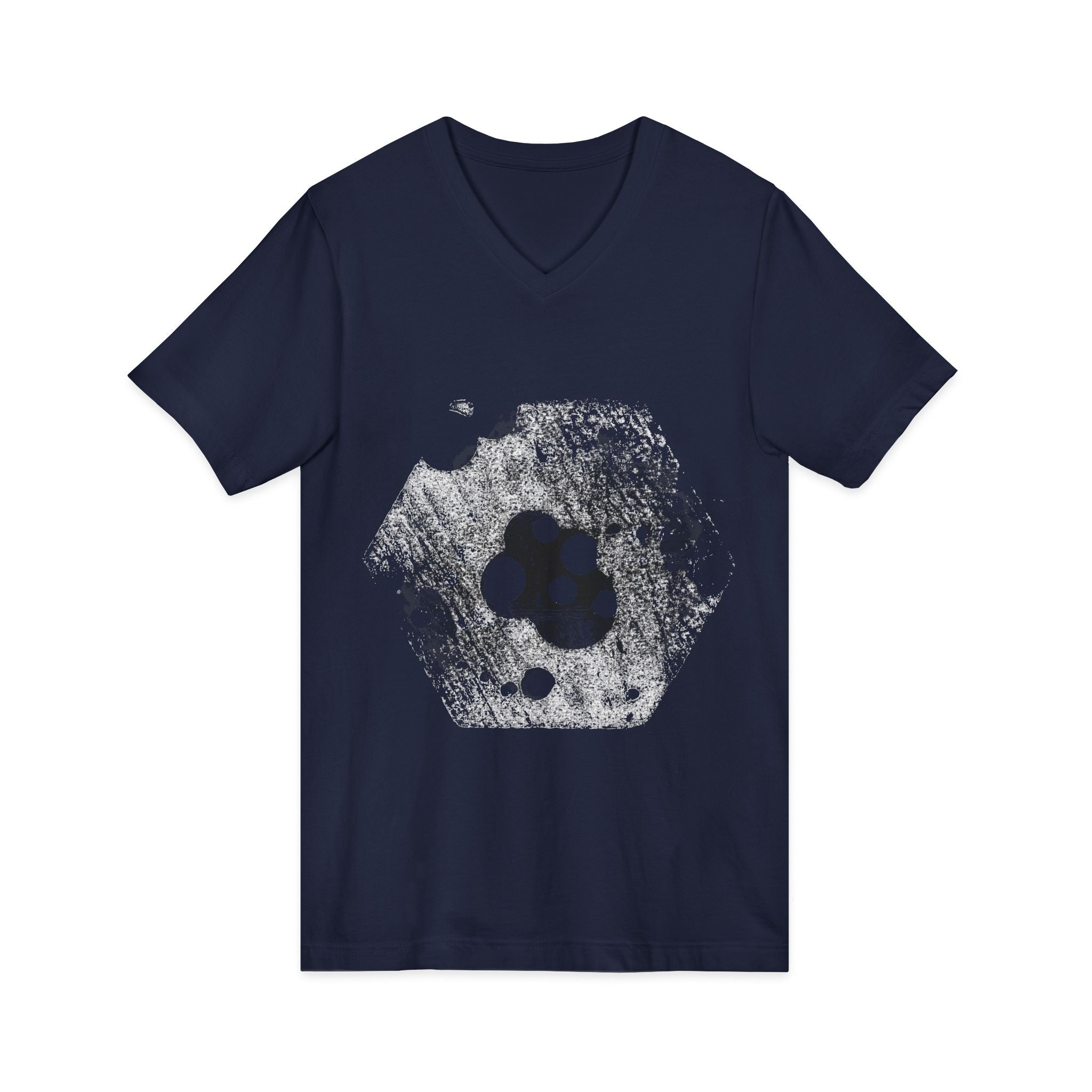 Hex Moon Graphic Tee Design Hex29 — Distressed Space Cheese Vintage Astronomy V-Neck T-Shirt