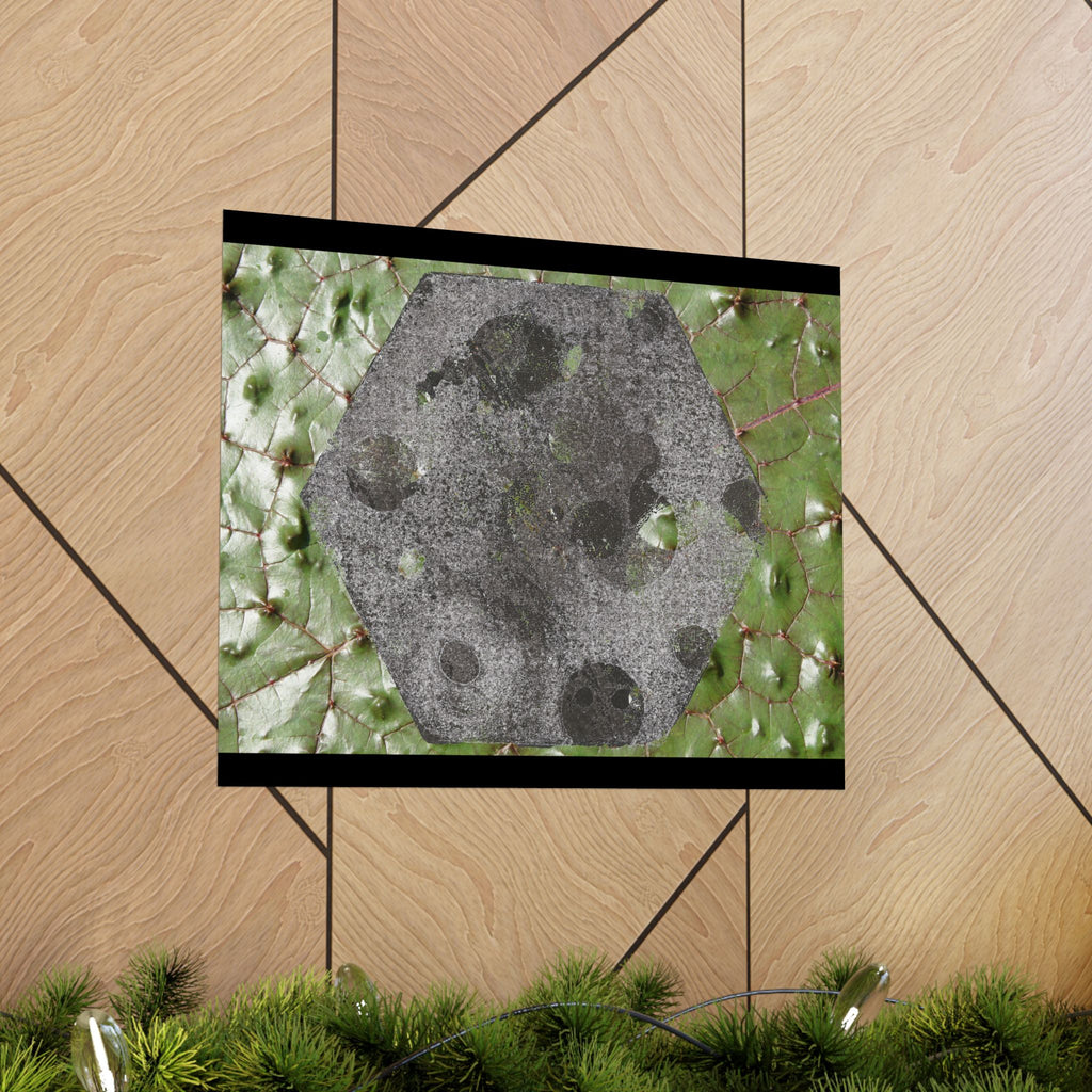 Botanical Hex Abstract Matte Poster — Green Leaf Texture Horizontal Wall Art