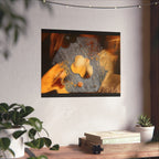 Abstracte horizontale poster met goud- en zilverkleurige textuur en matte afwerking | Metallic Fluid Art 